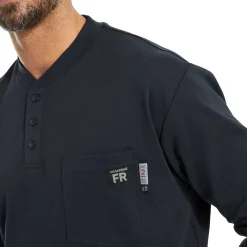 Work Shirts|T-Shirts<Wolverine FR Long Sleeve Henley Navy