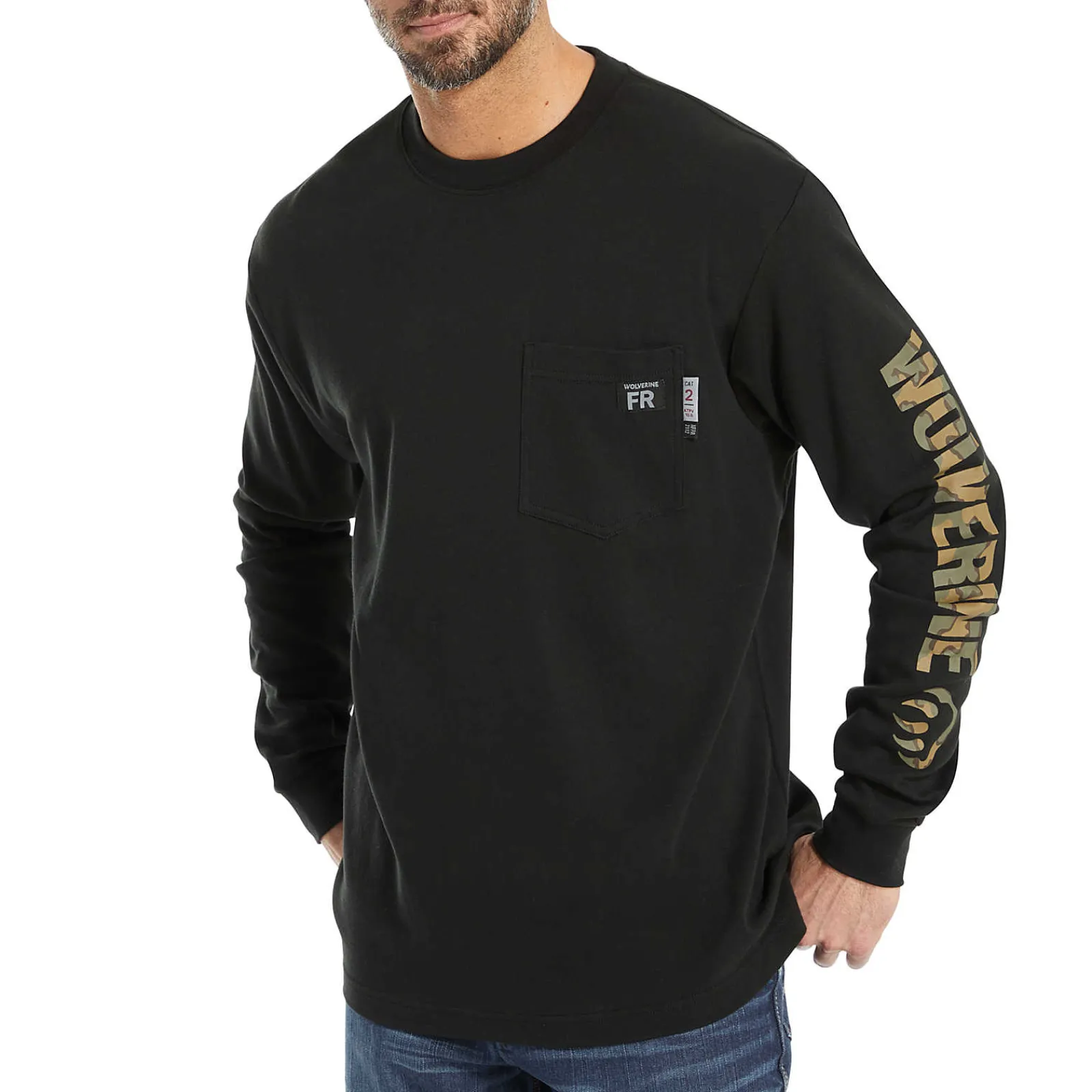 T-Shirts|Safety Gear<Wolverine FR Long Sleeve Print Tee Black