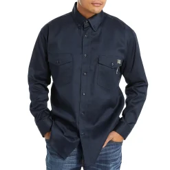 Safety Gear|Safety Gear<Wolverine FR Twill Long Sleeve Shirt Navy