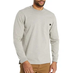 Work Shirts|T-Shirts<Wolverine Guardian Cotton&trade; Long Sleeve Pocket Tee Light Grey Heather