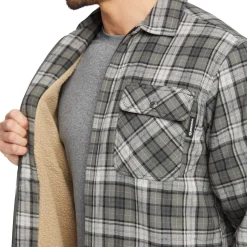 Jackets|Outerwear<Wolverine Hastings Sherpa Lined Zip Shirt-Jac Asphalt Plaid