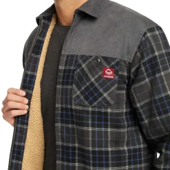 Jackets|Outerwear<Wolverine Marshall II Sherpa Lined Zip Shirt-Jac Granite Plaid