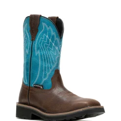 Safety Toe|Work Boots<Wolverine Rancher Eagle Waterproof Steel-Toe Wellington Work Boot Brown/Teal