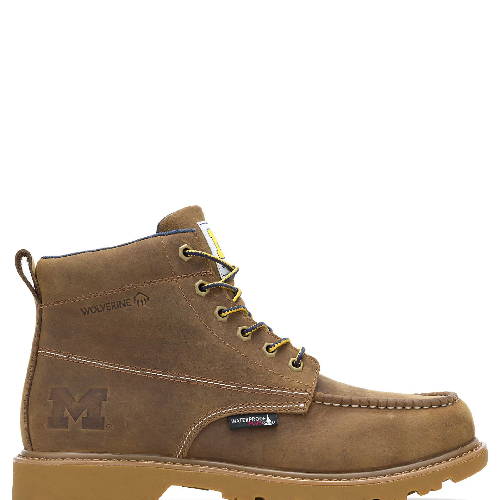 Waterproof|Soft Toe<Wolverine X Valiant University Of Michigan Floorhand Moc Toe Work Boot Tan