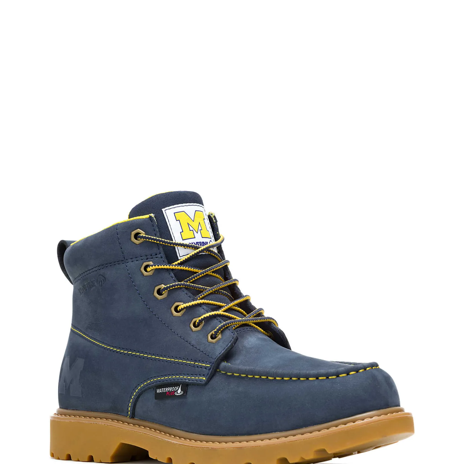 Waterproof|Soft Toe<Wolverine X Valiant University Of Michigan Floorhand Moc Toe Work Boot Navy